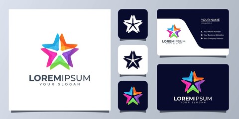 Obraz na płótnie Canvas Colorful star logo with business card template