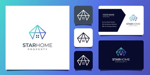 home and property logo with business card template