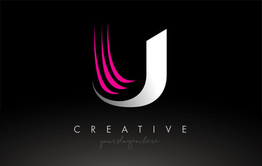 U White and Pink Swoosh Letter Logo Letter Design with Creative Concept Vector Idea © twindesigner