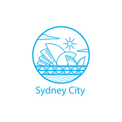 sydney logo simple outline illustration circle design vector abstract