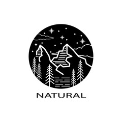 mountains logo abstract illustration outline circle design vector nature