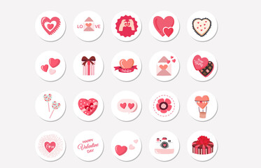 Valentine object collection with strawberry,heart,balloon for social media,sticker