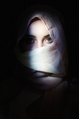 beautiful young woman in hijab. beauty girl in hood