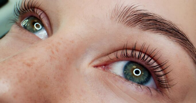 Closeup of Young and Beautiful Female Eyes