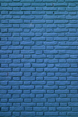Vertical Image of Cobalt Blue Colored Old Brick Wall for Background, Texture or Banner