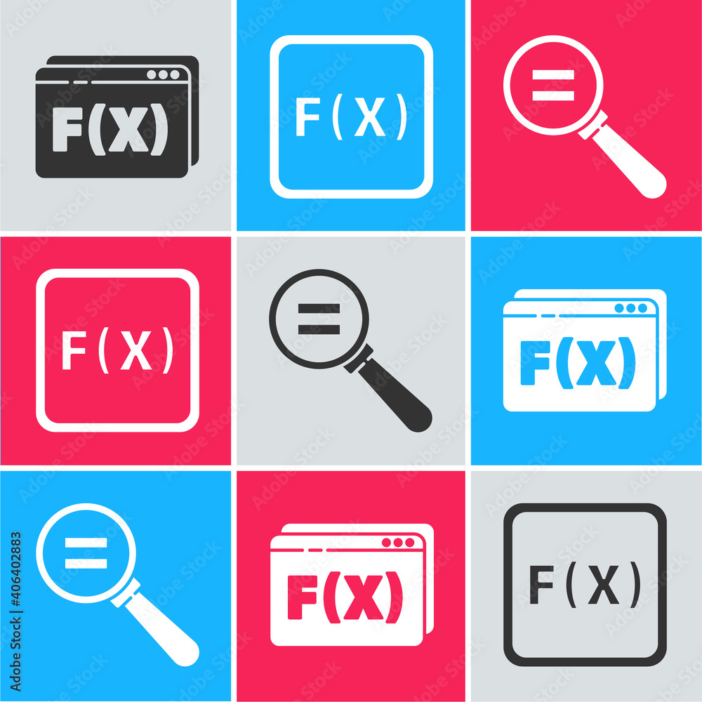 Poster set function mathematical symbol, function mathematical symbol and calculation icon. vector.