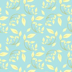 緑の曲がった葉っぱのシームレスパターン背景素材