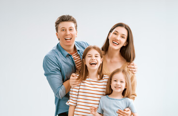 Happy family on white background.