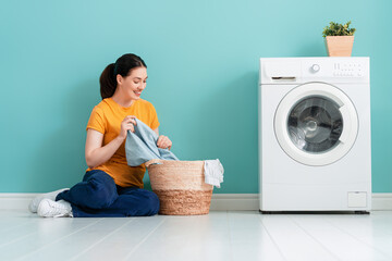 woman doing laundry