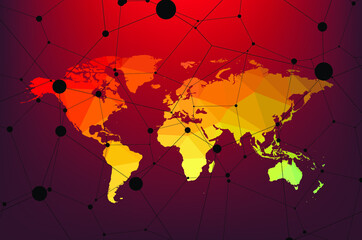 Abstract World Map Triangle Geometry Background and Wallpaper. Global network connection, Social communications concept.