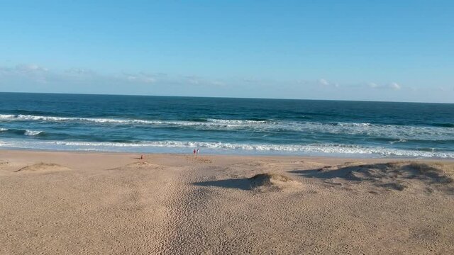 Rampant ocean wave approaching coast al beach of Rocha Uruguay