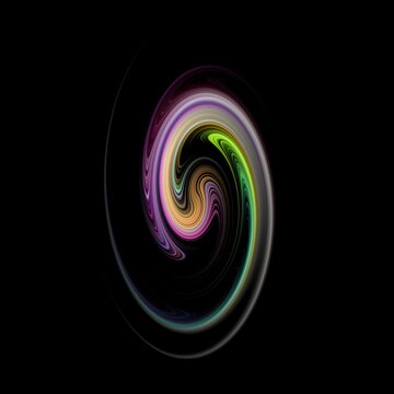 Abstract object created by turning colors palete in black background.