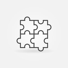 4 Puzzle Pieces linear vector concept icon or logo element