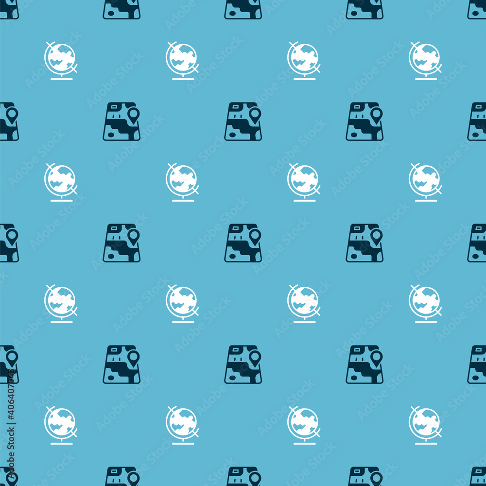 Poster set city map navigation and earth globe on seamless pattern. vector.