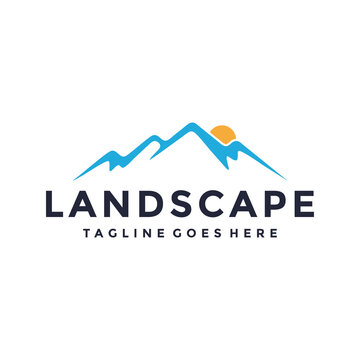 landscape hills mountain logo design vector template
