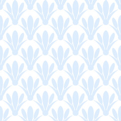 Fototapeta premium Art deco seamless floral pattern in blue color vector on white background, wallpaper, fabric, packaging