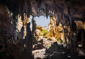 At the exit of the cave in Thailand