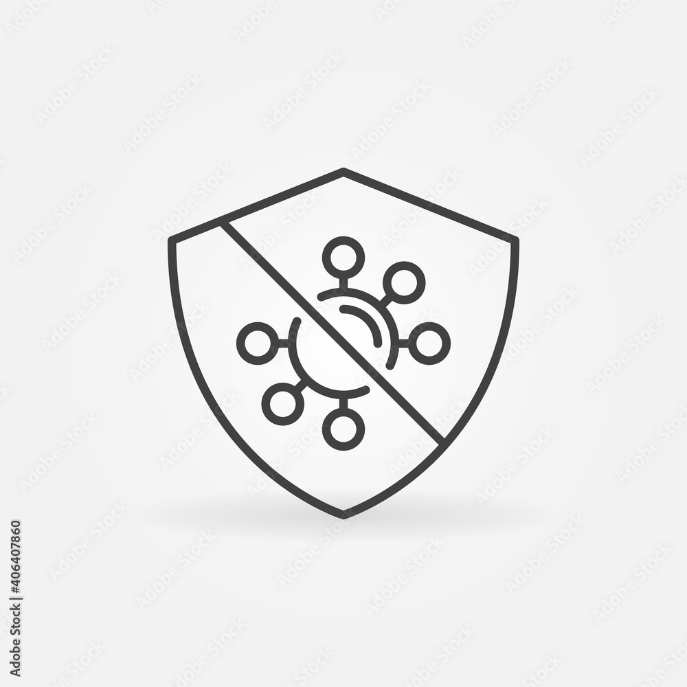 Poster antibacterial and virus defence vector thin line concept icon or design element