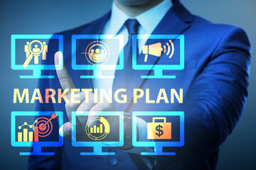 Marketing plan concept illustration with businessman