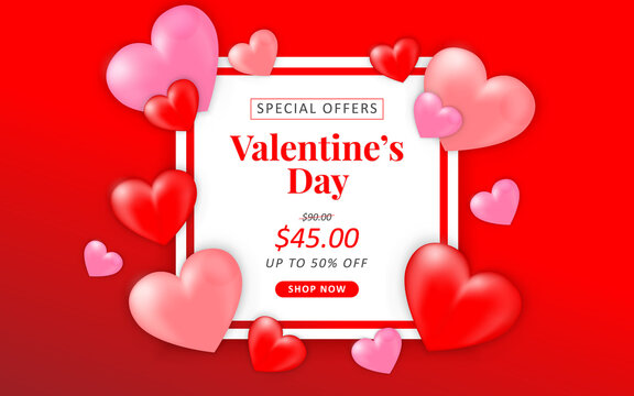 Valentine's day sale background template for advertisement, banner, party flyer, poster & brochure.