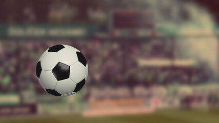 Soccer ball in the air. Close-up. Blurred background
