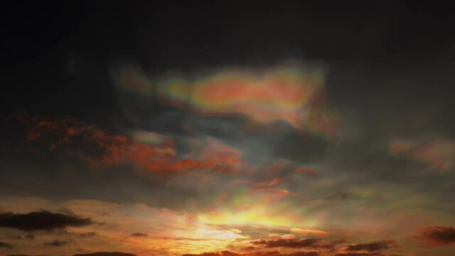 Beautiful colors of nacreous clouds in twilight - Wide