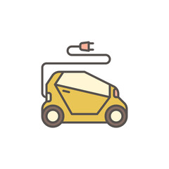 Electric Car vector concept colored icon or design element. Side view