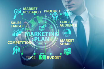 Marketing plan concept illustration with businessman