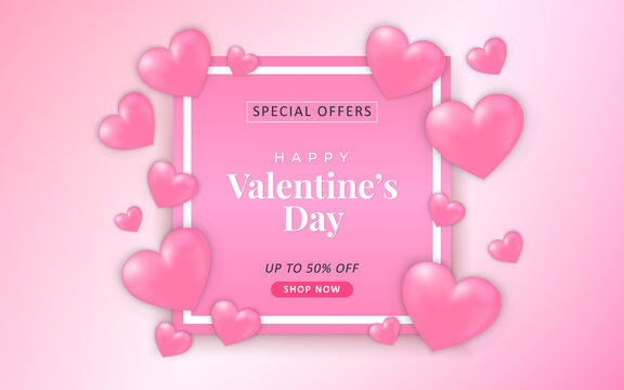 Valentine's day sale background template for advertisement, banner, party flyer, poster & brochure.