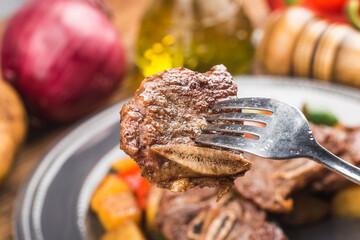 A plate of fresh fried beef ribs
