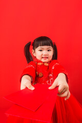 A Chinese girl welcomes the Spring Festival
