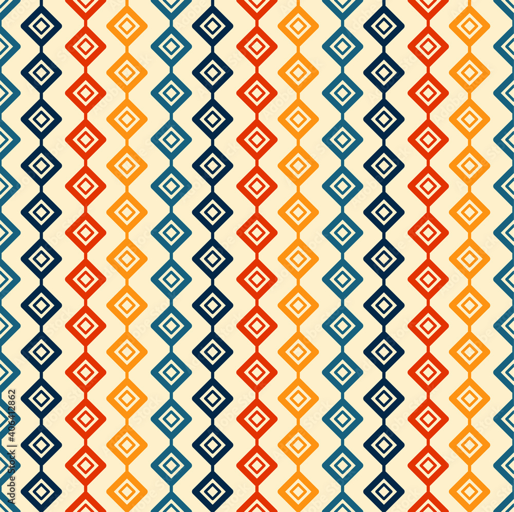 Poster geometric square seamless pattern retro color style