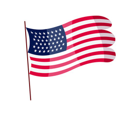 Waving flag. American flag on white background. National flag waving symbol. Banner design element