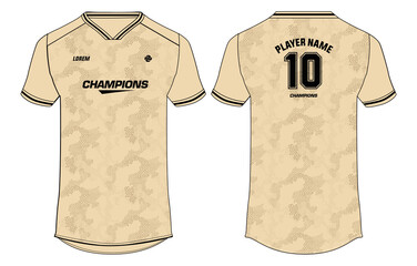 Sports jersey t-shirt design concept vector template, sports jersey concept with front and back view for Soccer, Cricket, Football, Volleyball, Rugby, tennis, badminton and e-sports uniform. © JERZEY DESINZ