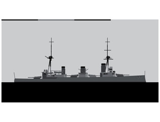 HMS Indefatigable. Royal navy battlecruiser. Vector image for illustrations and infographics.