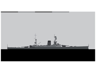 HMS Courageous. Royal navy battlecruiser. Vector image for illustrations and infographics.