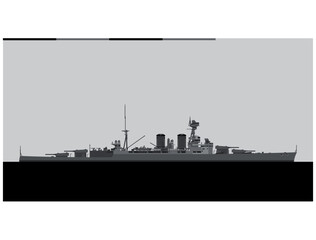HMS Hood. Royal navy battlecruiser. Vector image for illustrations and infographics.