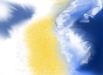 blue background with sea, sand and snow in meeting point