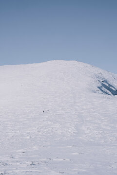 Group of backcountry skiers going up hill, Sierra de Guadarrama, Madri