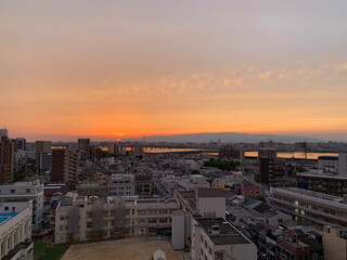 sunset over the city