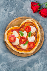 heart-shaped pizza for a special evening