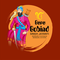 Vector illustration of a Background for Happy Guru Gobind Singh Jayanti festival for Sikh Celebration.