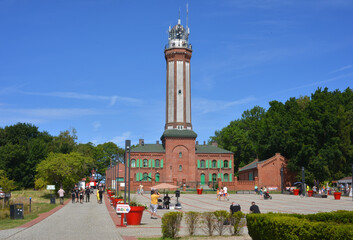 Fototapeta premium Niechorze, Poland 07-25-2020 the lighthouse at the baltic sea