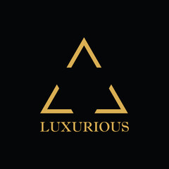 Triangle Luxury Logo abstract shape Golden design vector template. Design Icon Vector Illustration