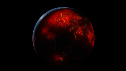 3D illustration of Spreading the virus across the globe of planet Earth