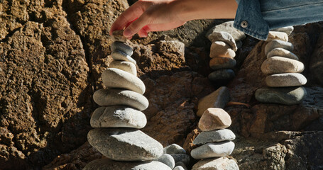 Balanced Pebble stone at beach