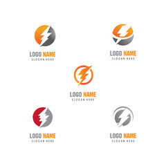 Set Lightning Logo Template vector symbol
