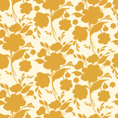  Abstract floral seamless pattern spring flowers drawn by paints on paper