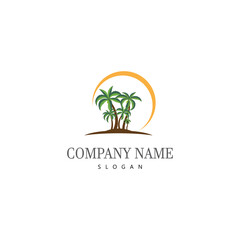 Palm tree summer logo template