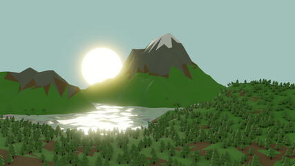 Low poly Landscape Mountain Minimalist Wallpaper